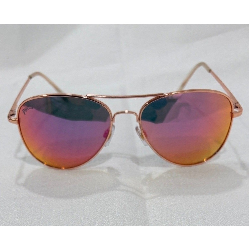 Pugs Rose Gold Aviator Sunglasses Pink Mirrored Lens Metal Frame - Picture 1 of 5